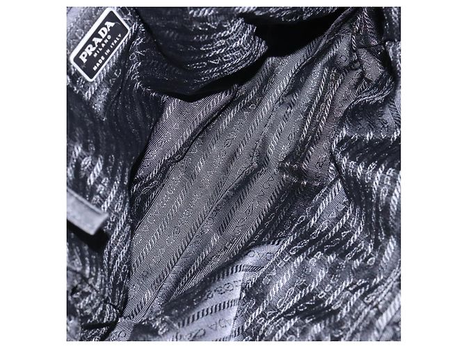 Borsa Tote PRADA in nylon e pelle nera argento autentica ki5841 Nero - vista 17