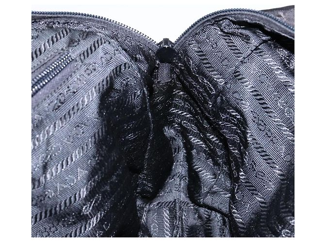 Borsa Tote PRADA in nylon e pelle nera argento autentica ki5841 Nero - vista 18