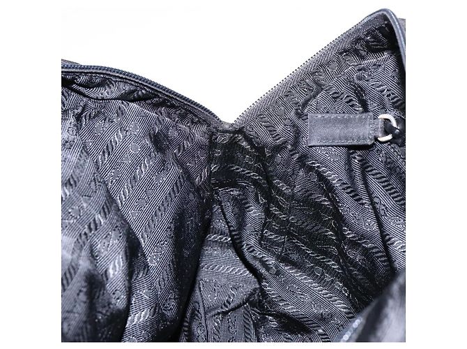 Borsa Tote PRADA in nylon e pelle nera argento autentica ki5841 Nero - vista 19