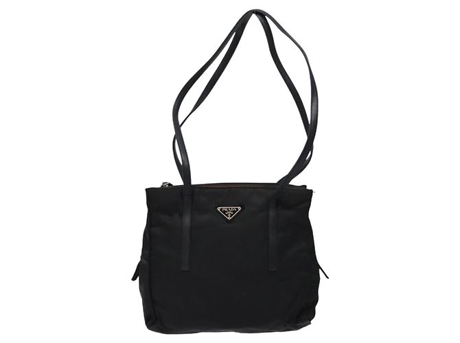 Borsa Tote PRADA in nylon e pelle nera argento autentica ki5841 Nero - vista 2