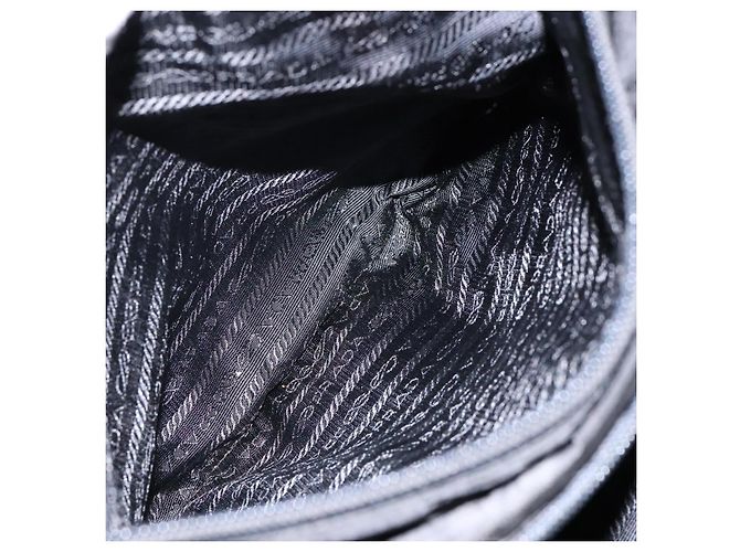 Borsa Tote PRADA in nylon e pelle nera argento autentica ki5841 Nero - vista 21