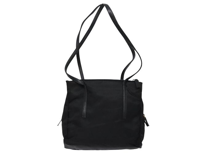 Borsa Tote PRADA in nylon e pelle nera argento autentica ki5841 Nero - vista 3
