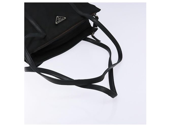 Borsa Tote PRADA in nylon e pelle nera argento autentica ki5841 Nero - vista 7