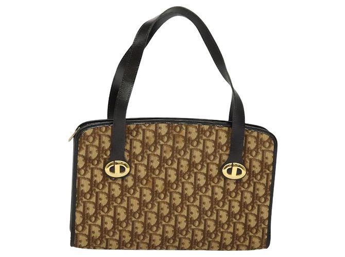 Borsa a mano in tela Trotter Christian Dior marrone oro Auth ep9995 D'oro - vista 2