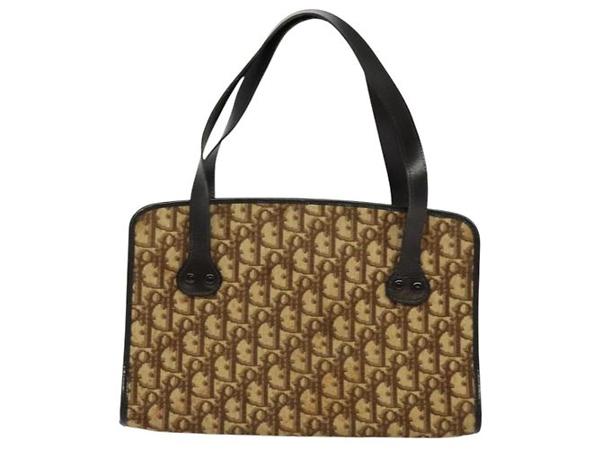 Borsa a mano in tela Trotter Christian Dior marrone oro Auth ep9995 D'oro - vista 3