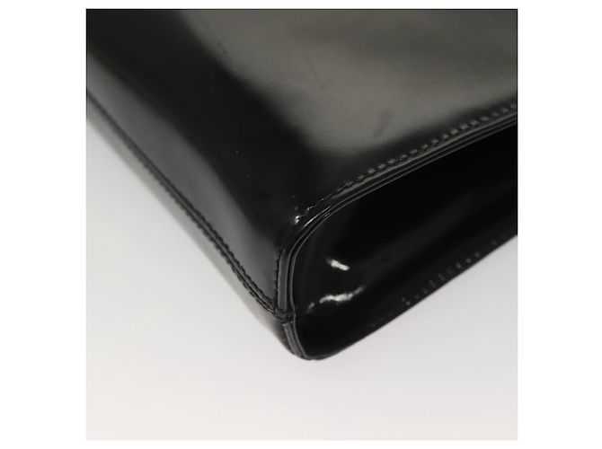 Bolso de Hombro Gancini Chain Salvatore Ferragamo Esmalte Negro Plata Auth 135991 - vista 13
