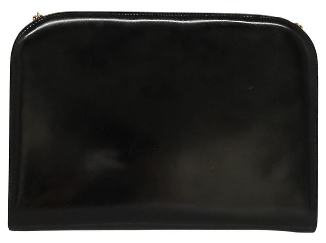 Bolso de Hombro Gancini Chain Salvatore Ferragamo Esmalte Negro Plata Auth 135991 - vista 3