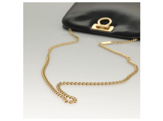 Bolso de Hombro Gancini Chain Salvatore Ferragamo Esmalte Negro Plata Auth 135991 - vista 7