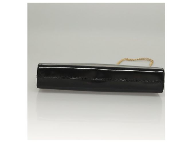 Bolso de Hombro Gancini Chain Salvatore Ferragamo Esmalte Negro Plata Auth 135991 - vista 9