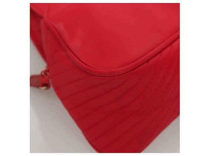 SAINT LAURENT Borsa a mano in nylon rosso Auth yk18999 - vista 10