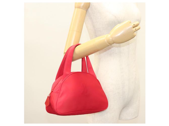 SAINT LAURENT Borsa a mano in nylon rosso Auth yk18999 - vista 19