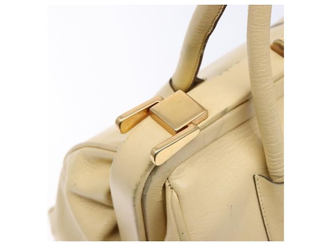 PRADA Borsa a Mano Gamaguchi in Pelle Beige Oro Auth 135924 D'oro - vista 15