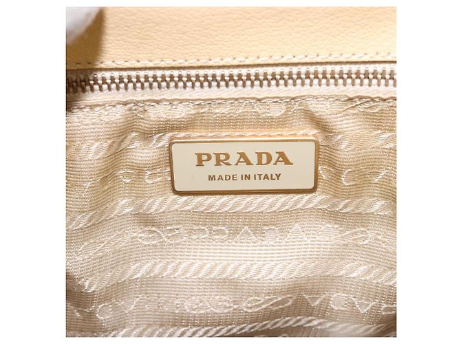 PRADA Borsa a Mano Gamaguchi in Pelle Beige Oro Auth 135924 D'oro - vista 18