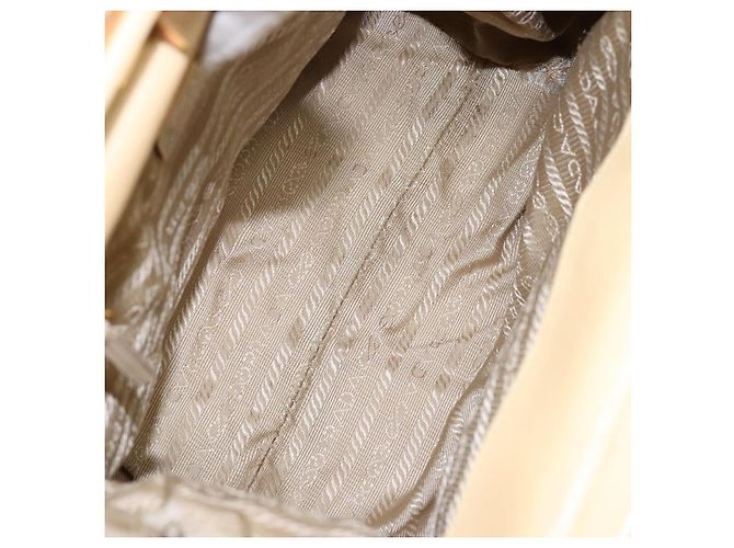 PRADA Borsa a Mano Gamaguchi in Pelle Beige Oro Auth 135924 D'oro - vista 19