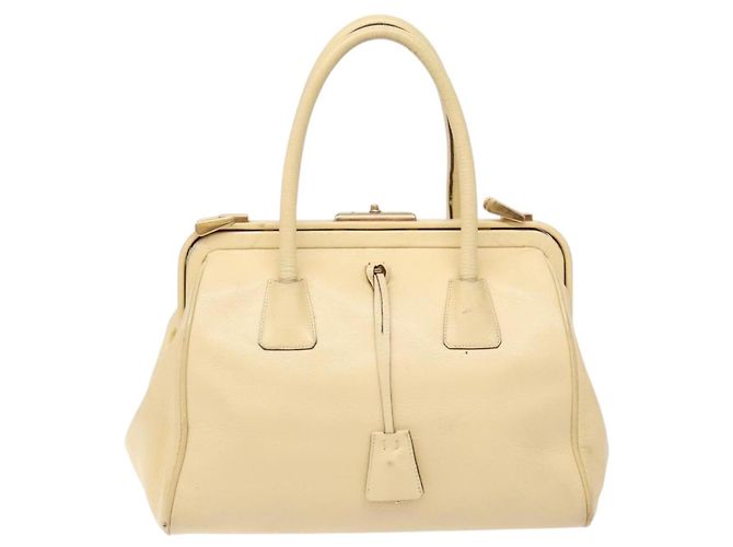 PRADA Borsa a Mano Gamaguchi in Pelle Beige Oro Auth 135924 D'oro - vista 2