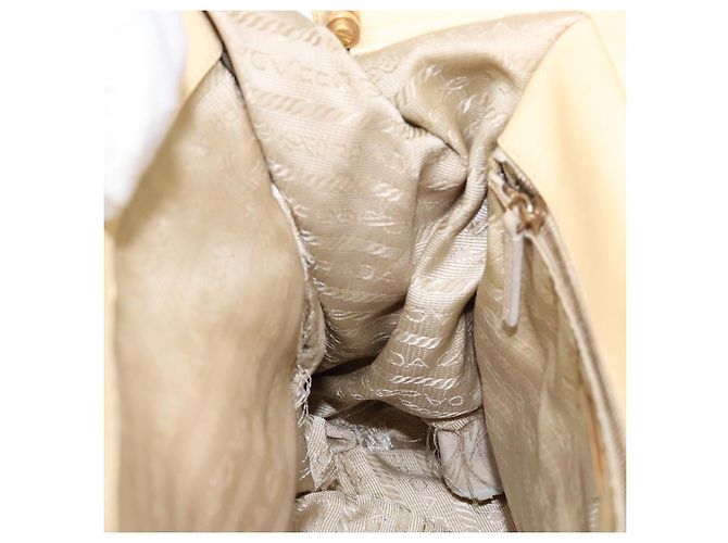 PRADA Borsa a Mano Gamaguchi in Pelle Beige Oro Auth 135924 D'oro - vista 21
