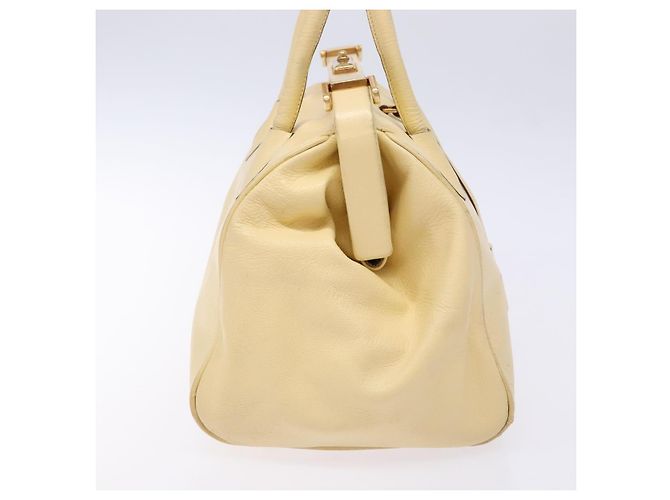 PRADA Borsa a Mano Gamaguchi in Pelle Beige Oro Auth 135924 D'oro - vista 4