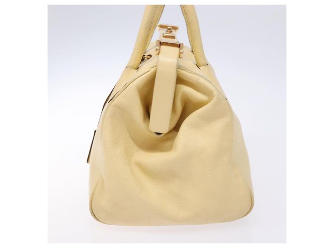 PRADA Borsa a Mano Gamaguchi in Pelle Beige Oro Auth 135924 D'oro - vista 5