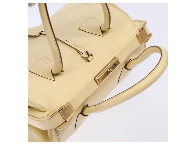 PRADA Borsa a Mano Gamaguchi in Pelle Beige Oro Auth 135924 D'oro - vista 6