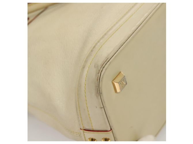 LOUIS VUITTON Bolsa de Mão Suhari Lockit MM Couro Branco M91874 LV Auth sw1347 - vista 15