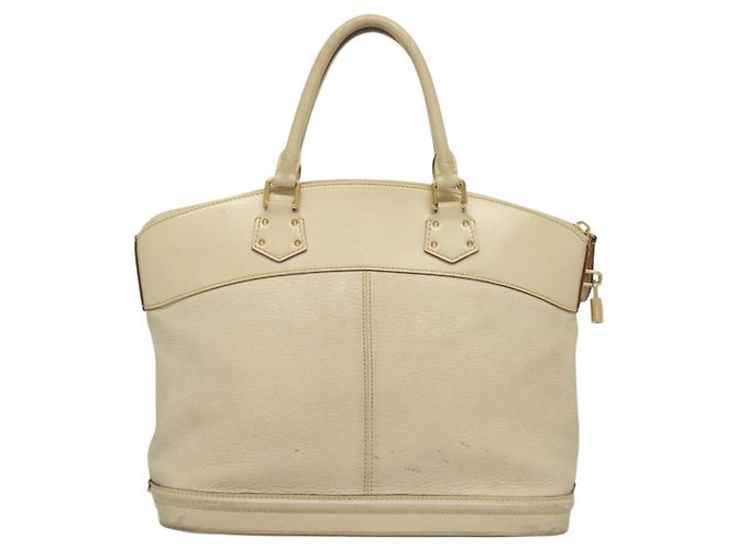 LOUIS VUITTON Bolsa de Mão Suhari Lockit MM Couro Branco M91874 LV Auth sw1347 - vista 2