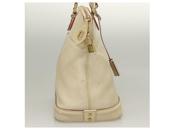 LOUIS VUITTON Bolsa de Mão Suhari Lockit MM Couro Branco M91874 LV Auth sw1347 - vista 4