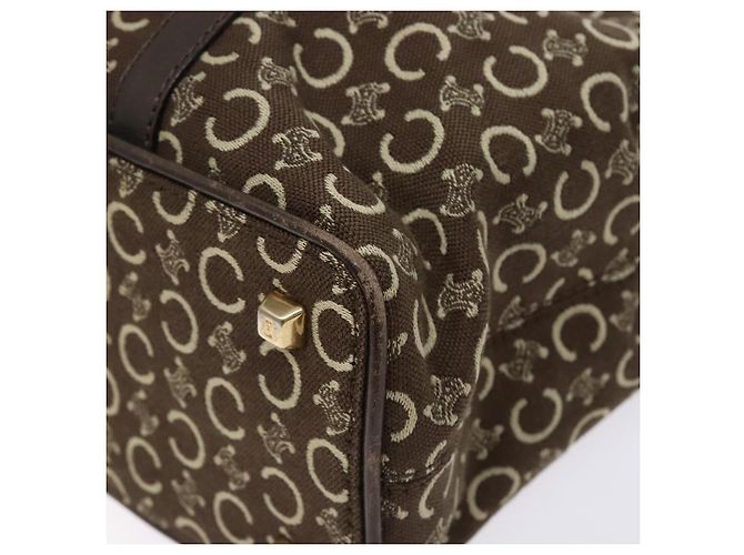 Céline Borsa a mano in tela Macadam C di CELINE marrone oro Auth ep9908 D'oro - vista 10