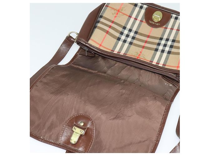 Autre Marque Borsa a Spalla Burberrys Nova Check in Tela e Pelle Beige Oro Auth yk18913 D'oro - vista 15