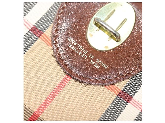 Autre Marque Borsa a Spalla Burberrys Nova Check in Tela e Pelle Beige Oro Auth yk18913 D'oro - vista 16