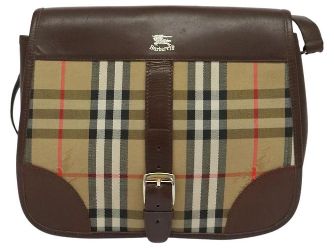 Autre Marque Borsa a Spalla Burberrys Nova Check in Tela e Pelle Beige Oro Auth yk18913 D'oro - vista 2