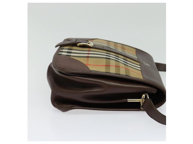 Autre Marque Borsa a Spalla Burberrys Nova Check in Tela e Pelle Beige Oro Auth yk18913 D'oro - vista 5