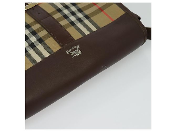 Autre Marque Borsa a Spalla Burberrys Nova Check in Tela e Pelle Beige Oro Auth yk18913 D'oro - vista 6