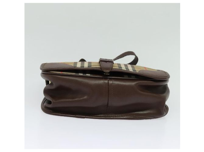Autre Marque Borsa a Spalla Burberrys Nova Check in Tela e Pelle Beige Oro Auth yk18913 D'oro - vista 9