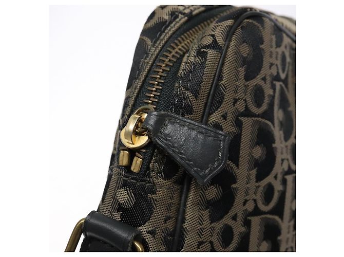 Borsa a Spalla in Tela Trotter Christian Dior Nero Oro Auth BA4192 D'oro - vista 14