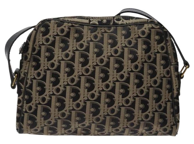 Borsa a Spalla in Tela Trotter Christian Dior Nero Oro Auth BA4192 D'oro - vista 2