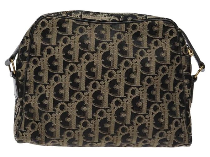 Borsa a Spalla in Tela Trotter Christian Dior Nero Oro Auth BA4192 D'oro - vista 3