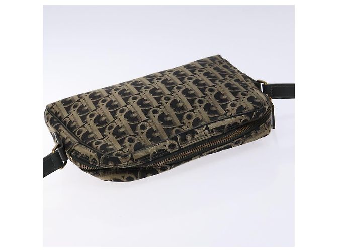 Borsa a Spalla in Tela Trotter Christian Dior Nero Oro Auth BA4192 D'oro - vista 6
