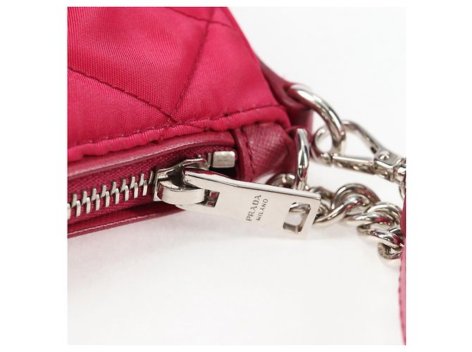 PRADA Borsa a Catena Nylon 2in1 Rosa Argento Auth 135510V - vista 17