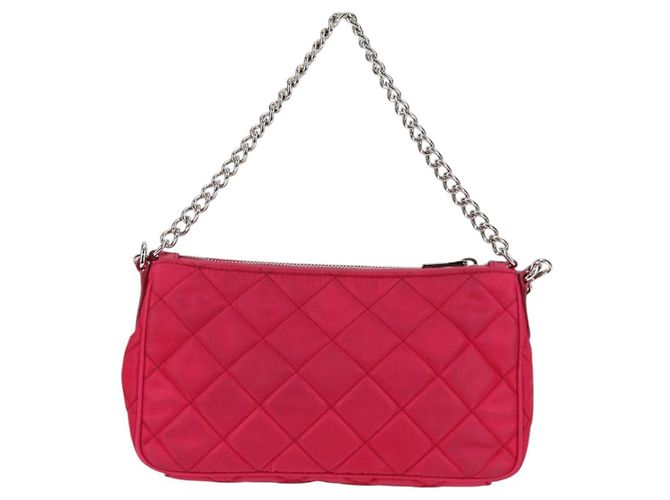 PRADA Borsa a Catena Nylon 2in1 Rosa Argento Auth 135510V - vista 3