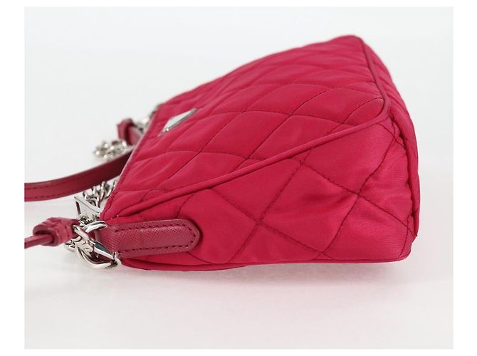 PRADA Borsa a Catena Nylon 2in1 Rosa Argento Auth 135510V - vista 4