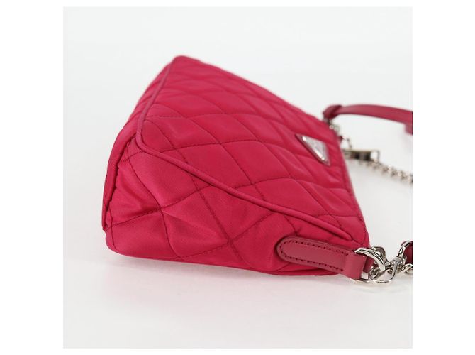 PRADA Borsa a Catena Nylon 2in1 Rosa Argento Auth 135510V - vista 5