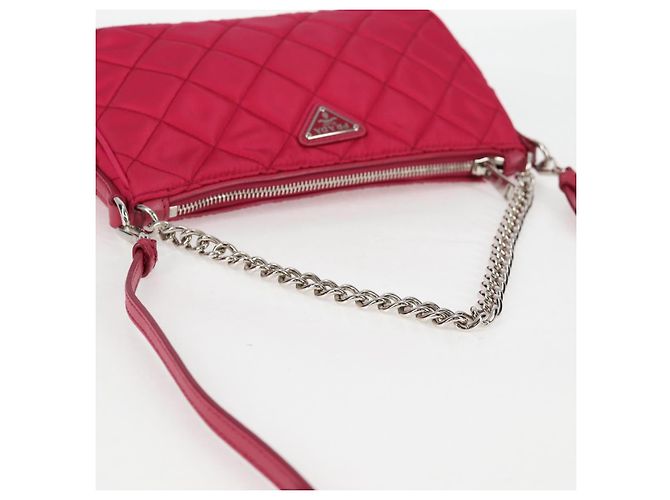 PRADA Borsa a Catena Nylon 2in1 Rosa Argento Auth 135510V - vista 6