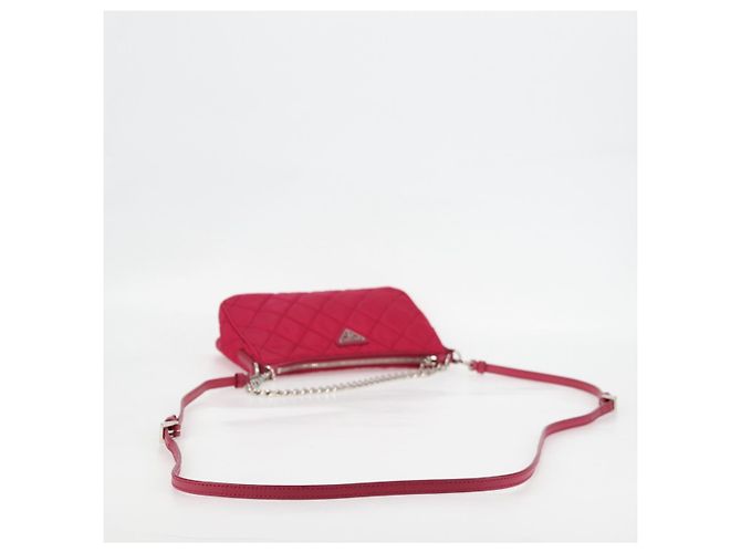 PRADA Borsa a Catena Nylon 2in1 Rosa Argento Auth 135510V - vista 8