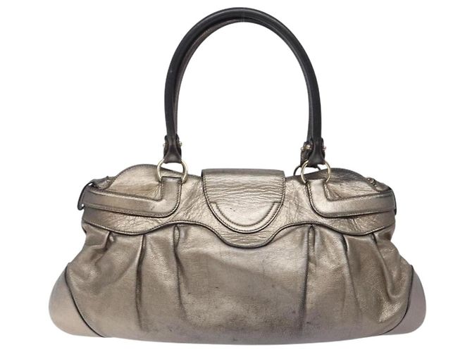 Borsa a mano in pelle Gancini Salvatore Ferragamo Argento Oro Auth 133160 D'oro - vista 3