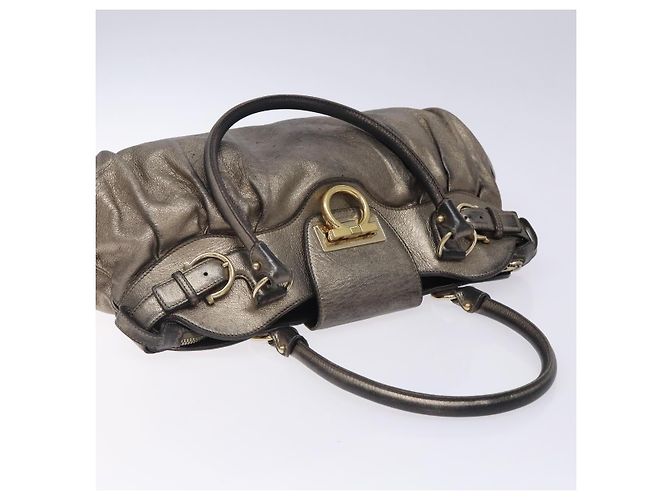 Borsa a mano in pelle Gancini Salvatore Ferragamo Argento Oro Auth 133160 D'oro - vista 6