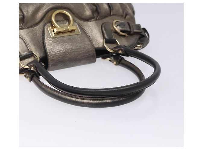 Borsa a mano in pelle Gancini Salvatore Ferragamo Argento Oro Auth 133160 D'oro - vista 7