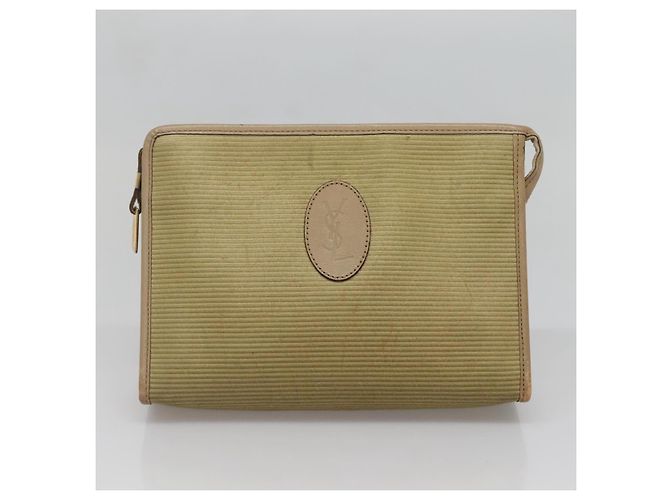 SAINT LAURENT Borsa Clutch 2Set Beige Marrone oro Auth am8873 D'oro - vista 10