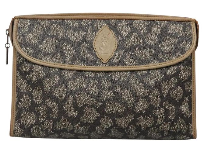 SAINT LAURENT Borsa Clutch 2Set Beige Marrone oro Auth am8873 D'oro - vista 2