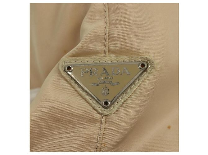 PRADA Borsa a mano in nylon beige argento autentica bs28225 - vista 15
