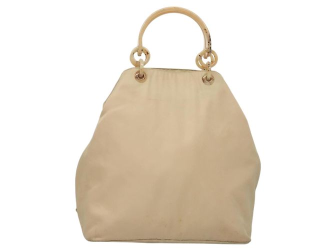 PRADA Borsa a mano in nylon beige argento autentica bs28225 - vista 2